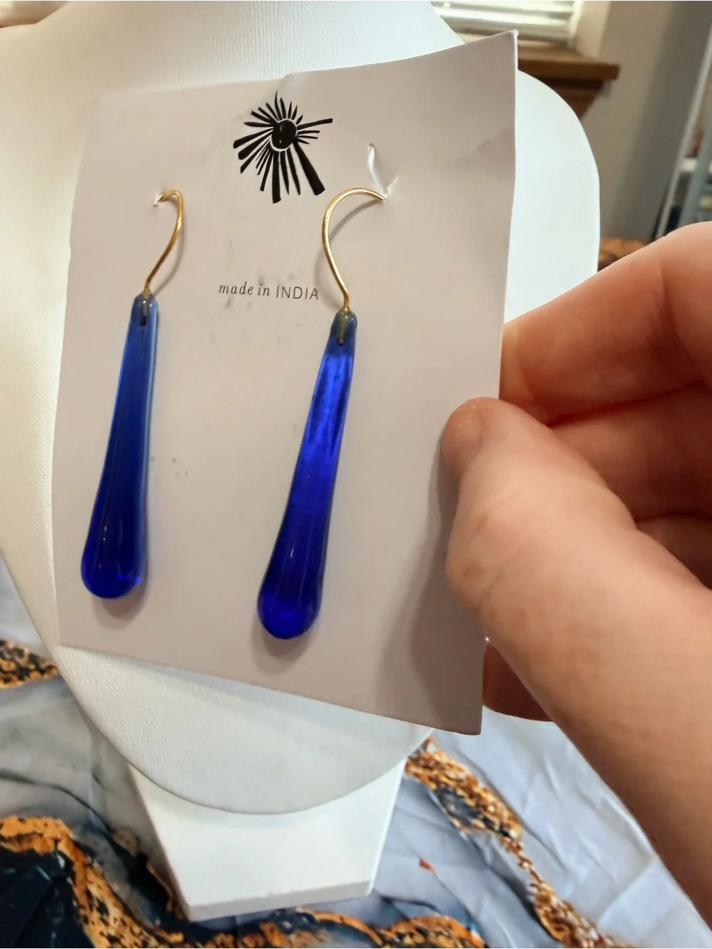 Noonday Collection retired blue cobalt drop earrings NWT!